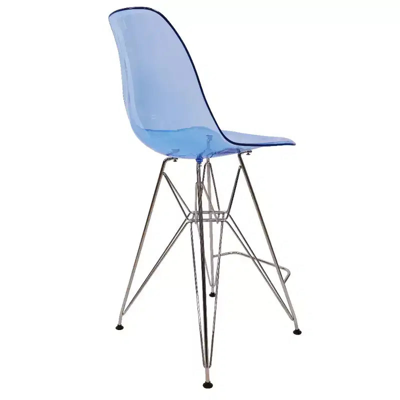 Tabouret de bar moderne Cresco LeisureMod en acrylique, cadre et repose-pieds en acier léger, tabouret de comptoir pour îlot de cuisine, bar ou salle à manger, lot de 2