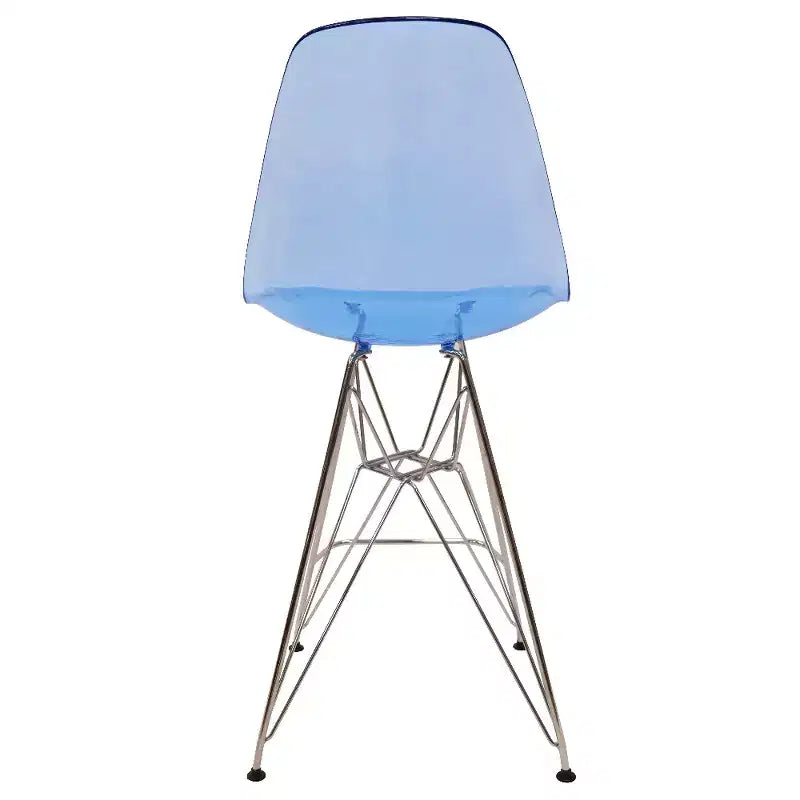 Tabouret de bar moderne Cresco LeisureMod en acrylique, cadre et repose-pieds en acier léger, tabouret de comptoir pour îlot de cuisine, bar ou salle à manger, lot de 2