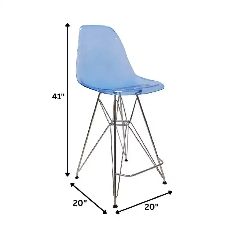 Tabouret de bar moderne Cresco LeisureMod en acrylique, cadre et repose-pieds en acier léger, tabouret de comptoir pour îlot de cuisine, bar ou salle à manger, lot de 2