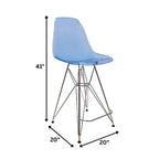 Tabouret de bar moderne Cresco LeisureMod en acrylique, cadre et repose-pieds en acier léger, tabouret de comptoir pour îlot de cuisine, bar ou salle à manger, lot de 2