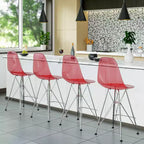 Tabouret de bar moderne Cresco LeisureMod en acrylique, cadre et repose-pieds en acier léger, tabouret de comptoir pour îlot de cuisine, bar ou salle à manger, lot de 2