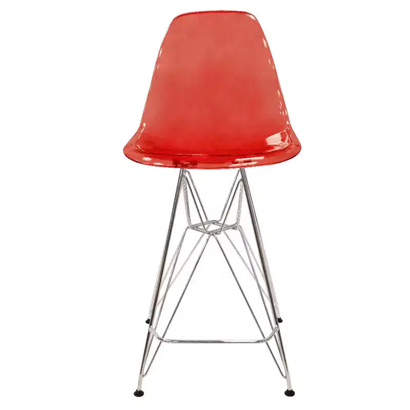 Tabouret de bar moderne Cresco LeisureMod en acrylique, cadre et repose-pieds en acier léger, tabouret de comptoir pour îlot de cuisine, bar ou salle à manger, lot de 2