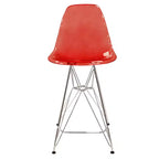 Tabouret de bar moderne Cresco LeisureMod en acrylique, cadre et repose-pieds en acier léger, tabouret de comptoir pour îlot de cuisine, bar ou salle à manger, lot de 2