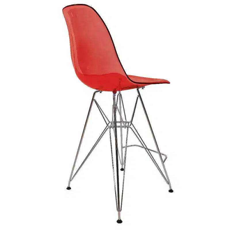 Tabouret de bar moderne Cresco LeisureMod en acrylique, cadre et repose-pieds en acier léger, tabouret de comptoir pour îlot de cuisine, bar ou salle à manger, lot de 2