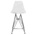 Tabouret de bar moderne Cresco LeisureMod en acrylique, cadre et repose-pieds en acier léger, tabouret de comptoir pour îlot de cuisine, bar ou salle à manger, lot de 2