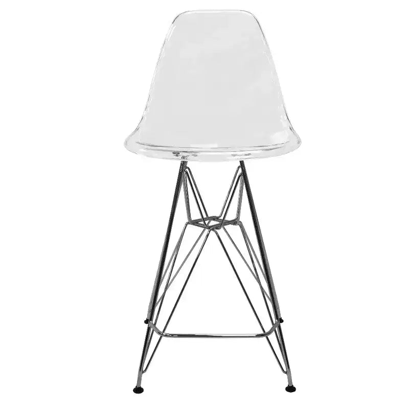 Tabouret de bar moderne Cresco LeisureMod en acrylique, cadre et repose-pieds en acier léger, tabouret de comptoir pour îlot de cuisine, bar ou salle à manger, lot de 2