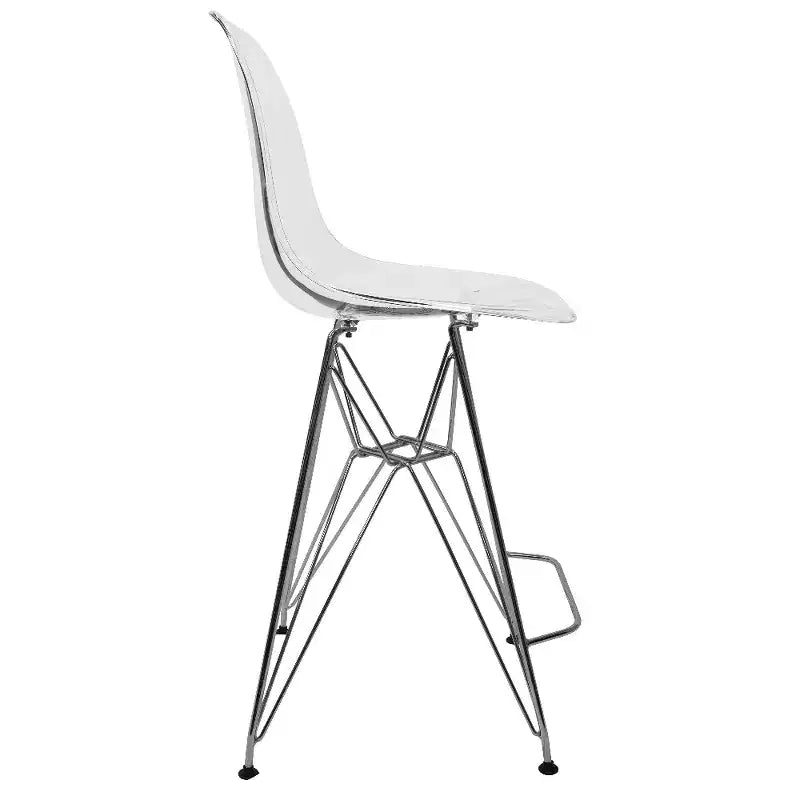 Tabouret de bar moderne Cresco LeisureMod en acrylique, cadre et repose-pieds en acier léger, tabouret de comptoir pour îlot de cuisine, bar ou salle à manger, lot de 2