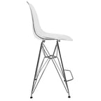 Tabouret de bar moderne Cresco LeisureMod en acrylique, cadre et repose-pieds en acier léger, tabouret de comptoir pour îlot de cuisine, bar ou salle à manger, lot de 2