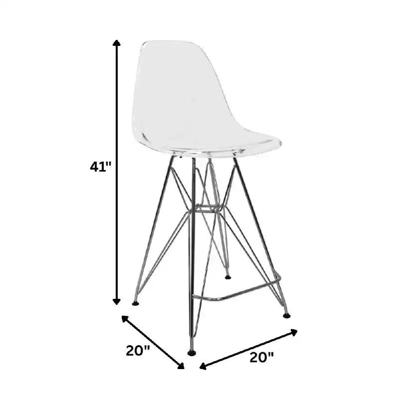 Tabouret de bar moderne Cresco LeisureMod en acrylique, cadre et repose-pieds en acier léger, tabouret de comptoir pour îlot de cuisine, bar ou salle à manger, lot de 2