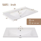 Meuble-lavabo de salle de bain avec évier simple, meuble de rangement de salle de bain moderne autoportant avec 2 portes et 1 tiroir