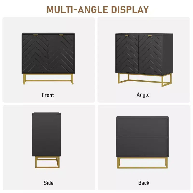 Buffet/Bahut, Meuble de rangement en bois avec pieds en métal pour entrée/bar à café, Meuble mural, Meuble bas pour salon
