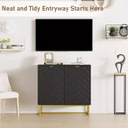 Buffet/Bahut, Meuble de rangement en bois avec pieds en métal pour entrée/bar à café, Meuble mural, Meuble bas pour salon