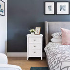 Bonnlo – Tables de chevet blanches améliorées pour chambres à coucher, table de nuit moderne à 3 tiroirs.