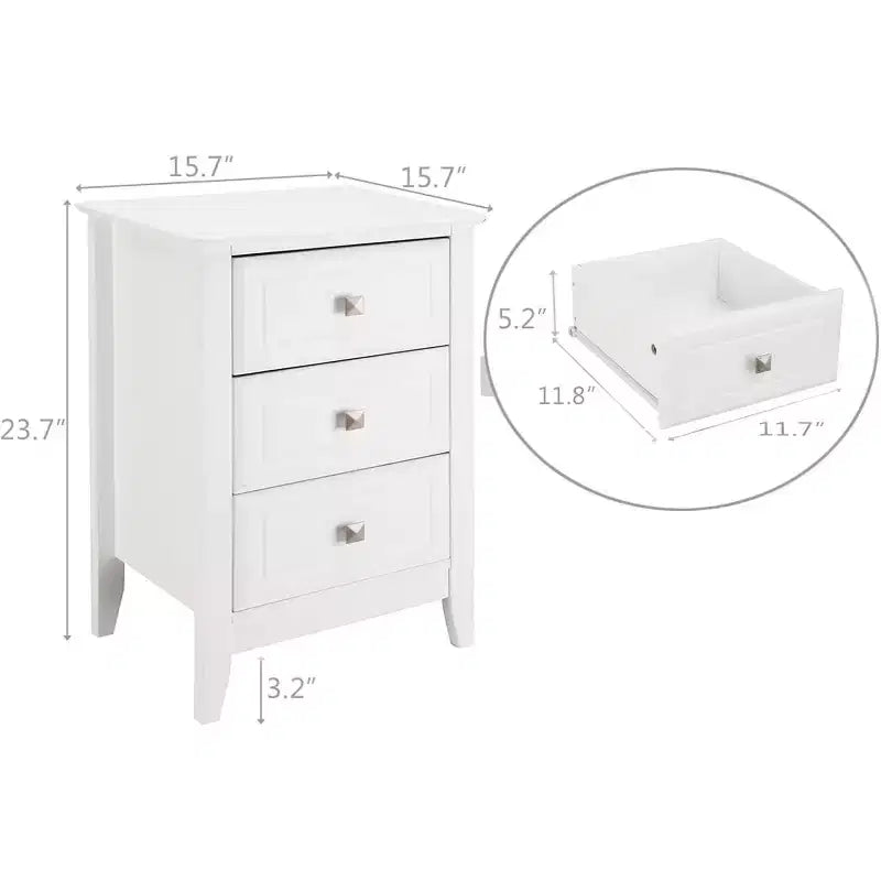 Bonnlo – Tables de chevet blanches améliorées pour chambres à coucher, table de nuit moderne à 3 tiroirs.