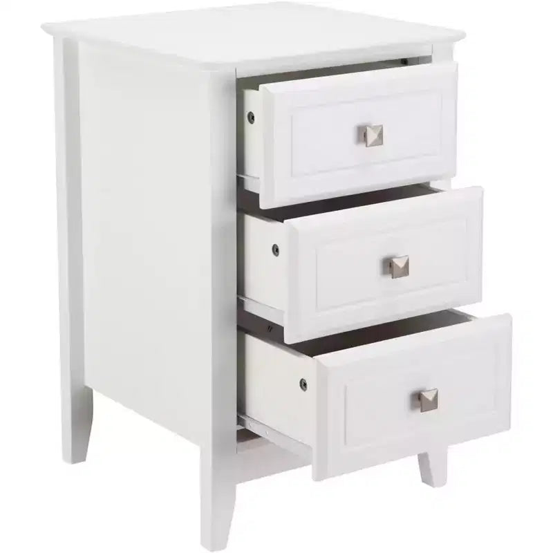 Bonnlo – Tables de chevet blanches améliorées pour chambres à coucher, table de nuit moderne à 3 tiroirs.