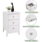 Bonnlo – Tables de chevet blanches améliorées pour chambres à coucher, table de nuit moderne à 3 tiroirs.
