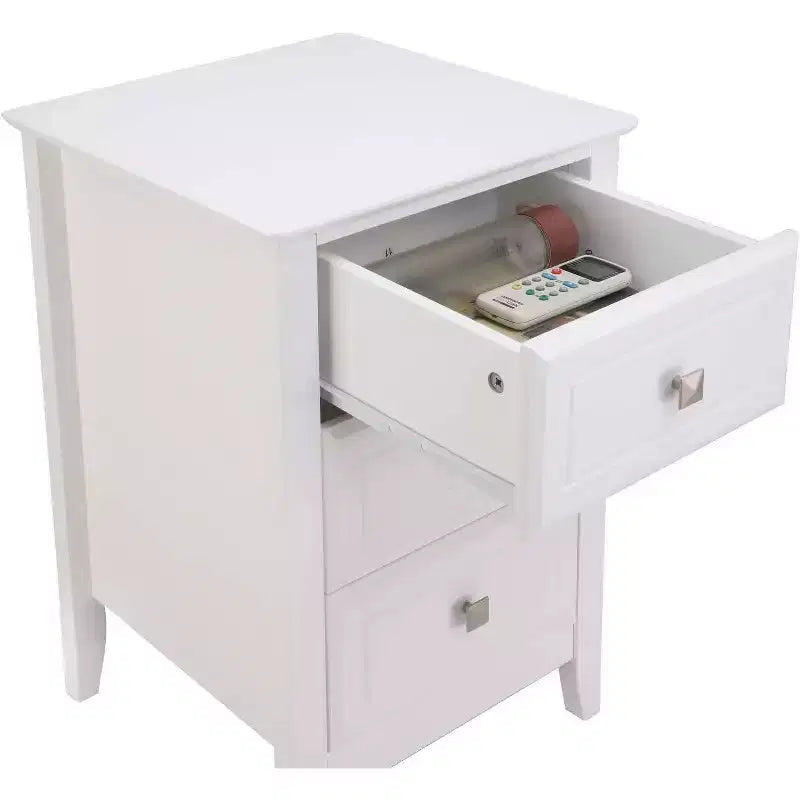 Bonnlo – Tables de chevet blanches améliorées pour chambres à coucher, table de nuit moderne à 3 tiroirs.