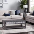 Royal Hampton 48 Inch Coffee Table, Caster Wheels, Drawers, Ash Gray Rubberwood