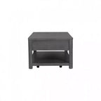 Table basse Royal Hampton de 48 po, roulettes, tiroirs, bois d'hévéa gris cendre