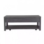 Table basse Royal Hampton de 48 po, roulettes, tiroirs, bois d'hévéa gris cendre