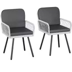 Chaises de salle à manger en rotin 5 mm et coussins, lot de 4 chaises d'extérieur empilables en osier