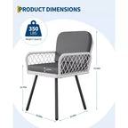 Chaises de salle à manger en rotin 5 mm et coussins, lot de 4 chaises d'extérieur empilables en osier
