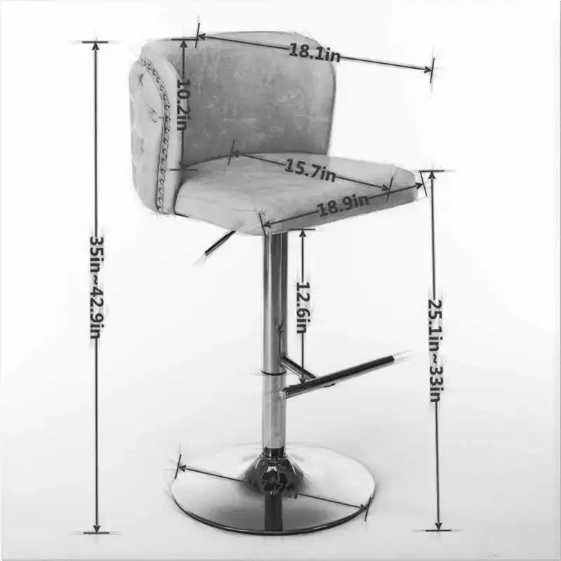 Tabourets de bar (lot de 2), chaises de bar rembourrées pivotantes à 360°, tabourets de bar modernes avec dossier capitonné intégral, tabouret réglable en hauteur