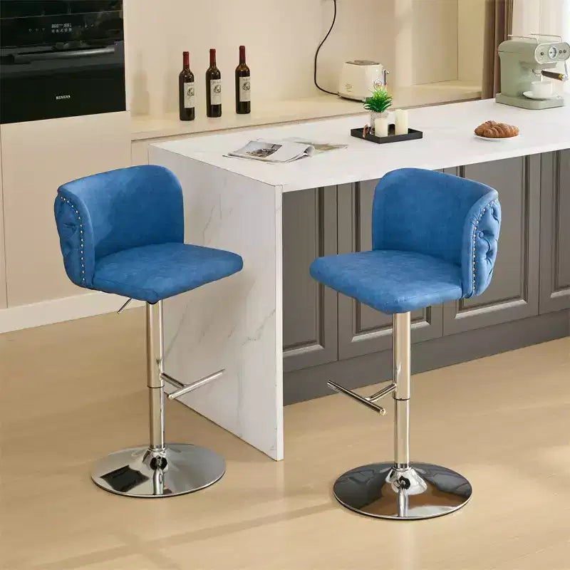 Tabourets de bar (lot de 2), chaises de bar rembourrées pivotantes à 360°, tabourets de bar modernes avec dossier capitonné intégral, tabouret réglable en hauteur