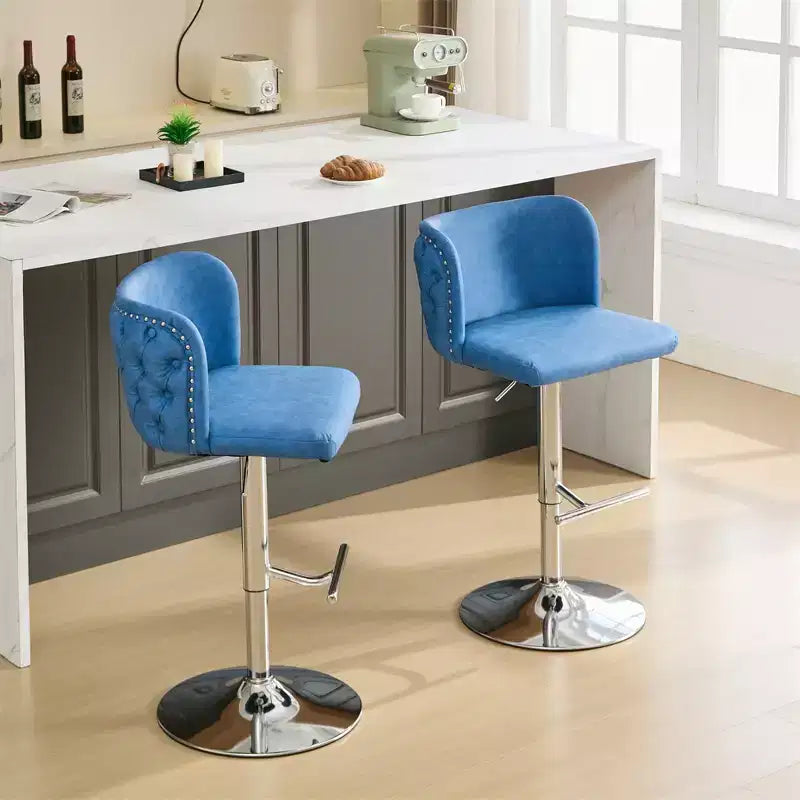 Tabourets de bar (lot de 2), chaises de bar rembourrées pivotantes à 360°, tabourets de bar modernes avec dossier capitonné intégral, tabouret réglable en hauteur