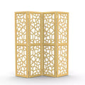 VINGLI 4 Panel Room Divider, Non-Woven Fabric Privacy Screen, Indoor Partition Wall Dividers, Freestanding Space Separator with Unique Pattern (Gold)