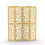 VINGLI 4 Panel Room Divider, Non-Woven Fabric Privacy Screen, Indoor Partition Wall Dividers, Freestanding Space Separator with Unique Pattern (Gold)