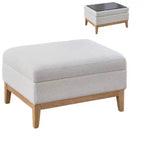 Homy Casa Pouf de rangement rembourré avec plateau de service réversible, Table basse avec base en bois pour salon