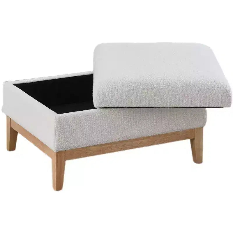 Homy Casa Pouf de rangement rembourré avec plateau de service réversible, Table basse avec base en bois pour salon