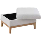 Homy Casa Pouf de rangement rembourré avec plateau de service réversible, Table basse avec base en bois pour salon