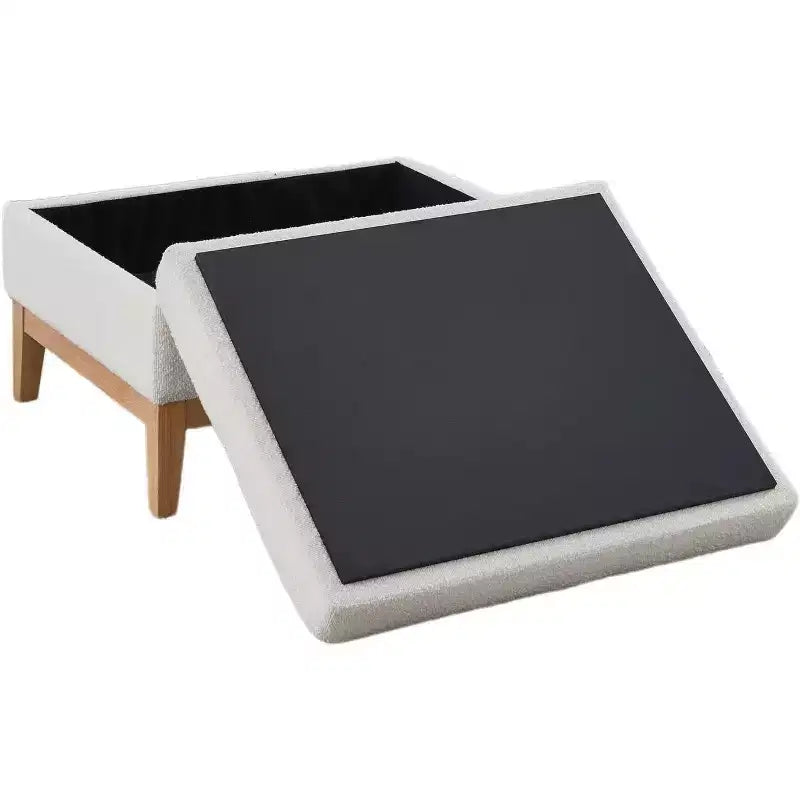 Homy Casa Pouf de rangement rembourré avec plateau de service réversible, Table basse avec base en bois pour salon