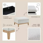Homy Casa Pouf de rangement rembourré avec plateau de service réversible, Table basse avec base en bois pour salon