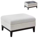 Homy Casa Pouf de rangement rembourré avec plateau de service réversible, Table basse avec base en bois pour salon
