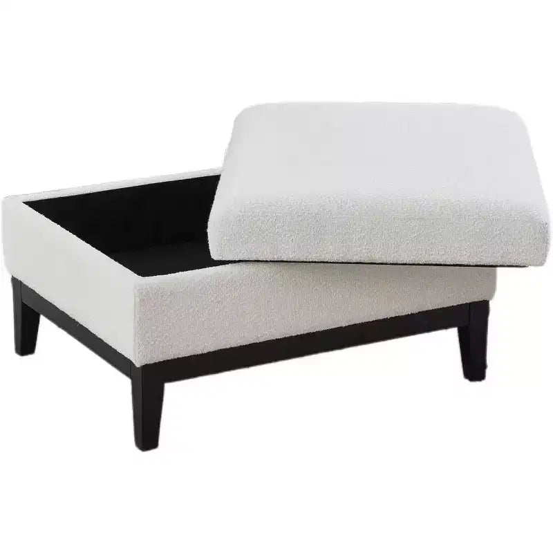 Homy Casa Pouf de rangement rembourré avec plateau de service réversible, Table basse avec base en bois pour salon