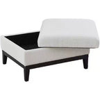 Homy Casa Pouf de rangement rembourré avec plateau de service réversible, Table basse avec base en bois pour salon