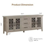 Meuble TV de ferme GustoWave pour téléviseur de 70 pouces, avec porte vitrée, 2 portes de rangement et 3 tiroirs, table console avec étagères pour chambre à coucher et salon