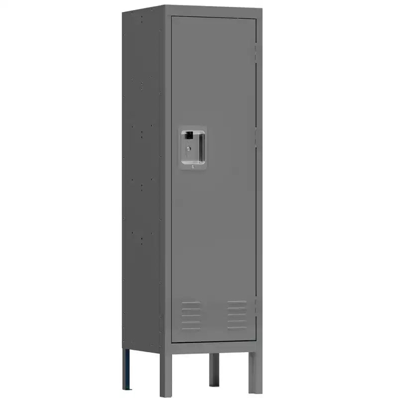 1 casier métallique simple porte haute – Meuble de rangement style rétro – Meuble industriel – Pour salon/chambre/salle de rangement/salle de sport/école – Gris