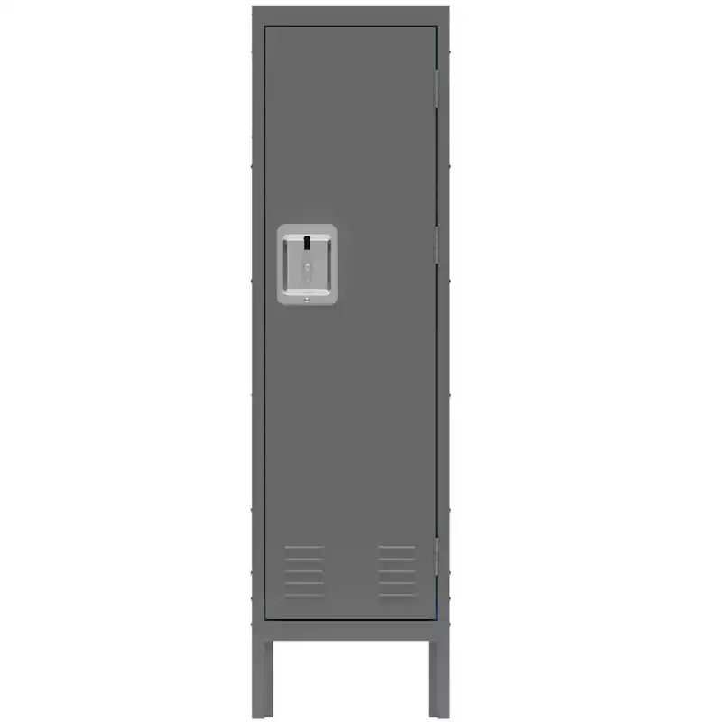 1 casier métallique simple porte haute – Meuble de rangement style rétro – Meuble industriel – Pour salon/chambre/salle de rangement/salle de sport/école – Gris