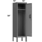 1 casier métallique simple porte haute – Meuble de rangement style rétro – Meuble industriel – Pour salon/chambre/salle de rangement/salle de sport/école – Gris