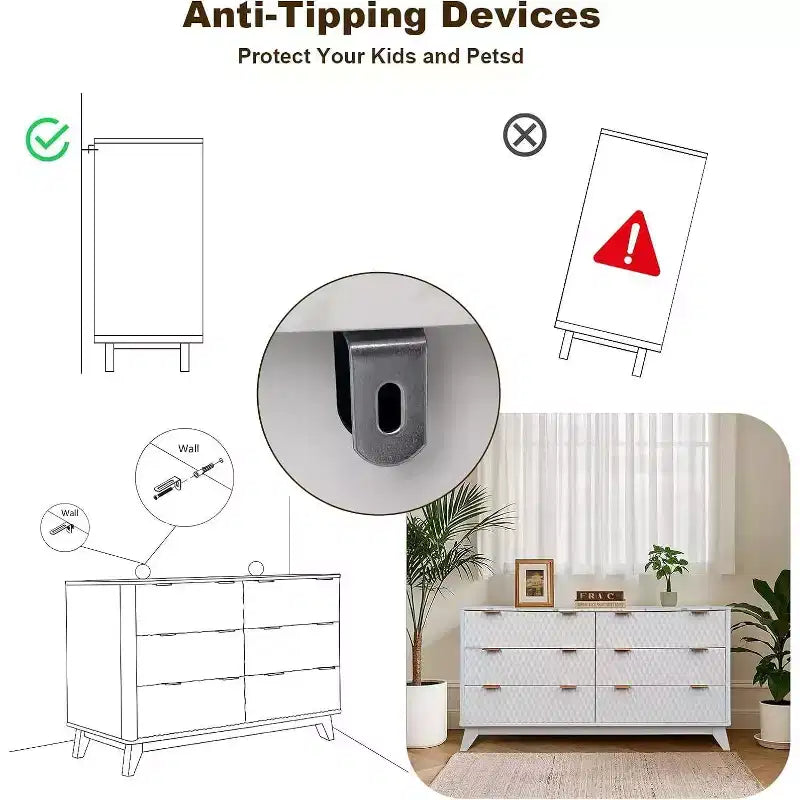 Commode moderne à 6 tiroirs avec plateau imitation marbre, meuble de rangement au design courbé cannelé, meuble TV pour téléviseurs jusqu'à 55 pouces, unité robuste anti-basculement