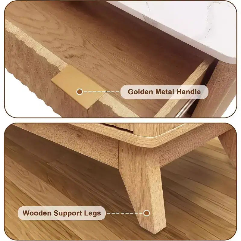 Commode moderne à 6 tiroirs avec plateau imitation marbre, meuble de rangement au design courbé cannelé, meuble TV pour téléviseurs jusqu'à 55 pouces, unité robuste anti-basculement