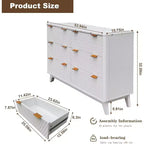 Commode moderne à 6 tiroirs avec plateau imitation marbre, meuble de rangement au design courbé cannelé, meuble TV pour téléviseurs jusqu'à 55 pouces, unité robuste anti-basculement