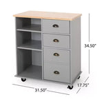 Table îlot de cuisine Okak avec rangement, îlot de cuisine sur roulettes avec plan de travail, meuble et tiroirs, desserte de cuisine pour cuisine, salle à manger