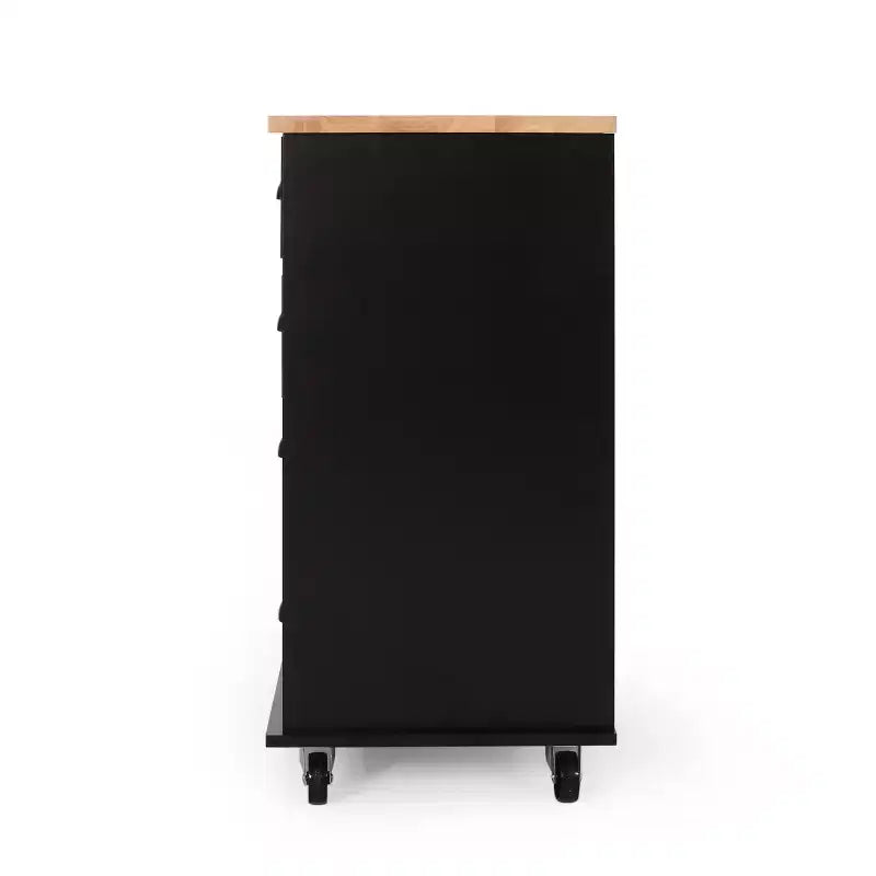 Table îlot de cuisine Okak avec rangement, îlot de cuisine sur roulettes avec plan de travail, meuble et tiroirs, desserte de cuisine pour cuisine, salle à manger