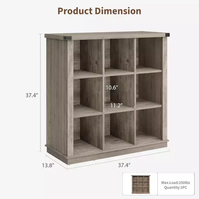 Étagère Acekool 9 cubes, basse, 95 cm (l) x 35 cm (p) x 95 cm (h), dos fermé, facile à nettoyer, pour entrée et salon