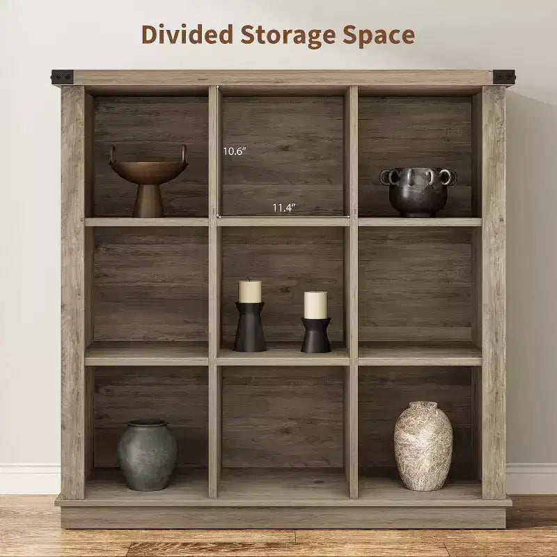 Étagère Acekool 9 cubes, basse, 95 cm (l) x 35 cm (p) x 95 cm (h), dos fermé, facile à nettoyer, pour entrée et salon